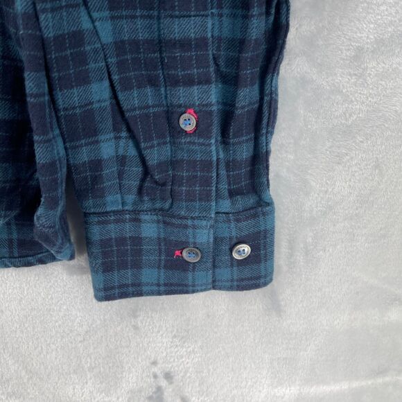 French Connection Flannel Shirt Mens XL Blue Plaid 100% Cotton Button Down - Picture 3 of 14
